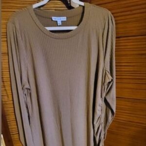 Macy's Brand And Now This 2X Tan Left Side Ribbed Dress Great For Travel